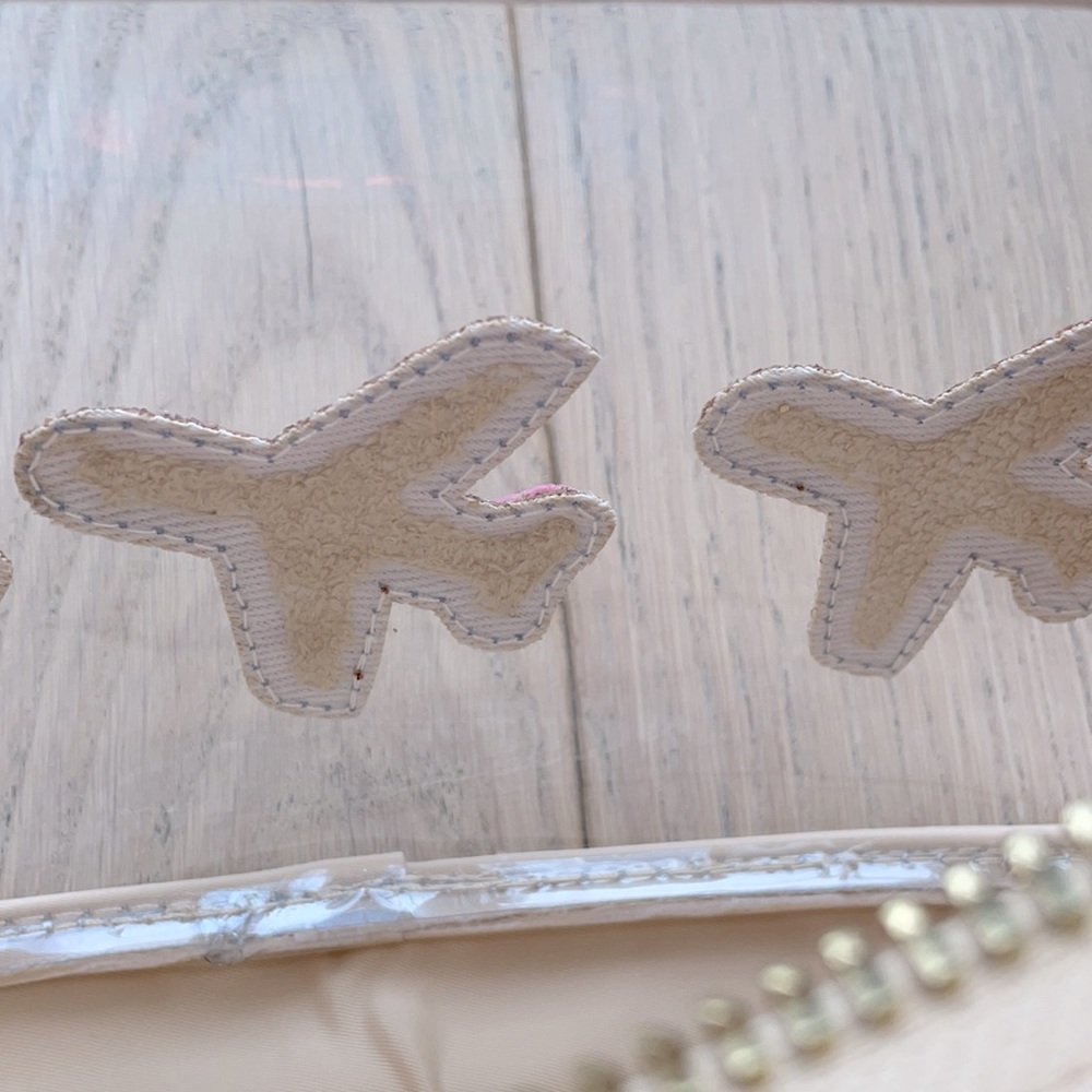 🆕 Stoney Clover Lane Sand Small Clear Front Pouch w/3 Plane Patches Sewn On - Picture 3 of 7